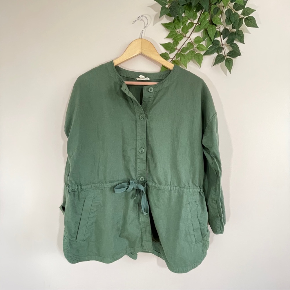 Eileen Fisher Green Drawstring Cotton Jacket Small